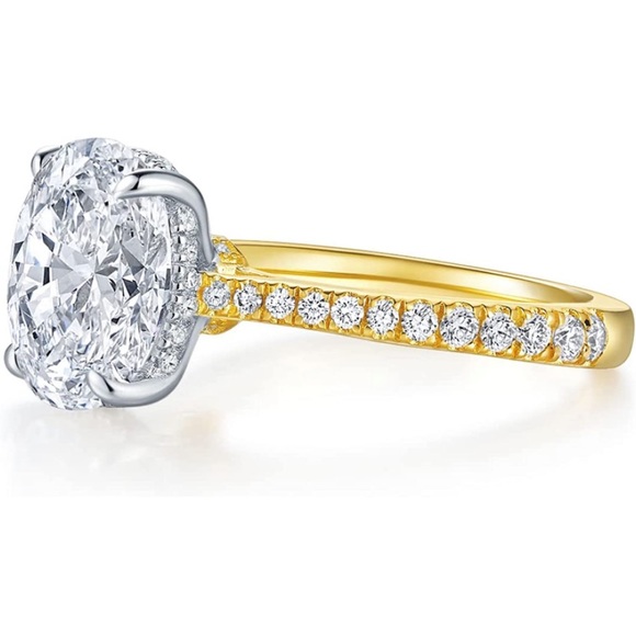 14k 5 cttw Oval Certified Diamond Moissanite Solitaire Ring - Picture 6 of 10